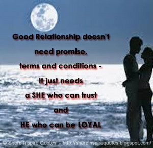 Good relationship doesn’t need promise