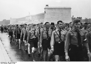 Home » Photos » Nazi Party Hitler Youth members marching at Zeppelin ...