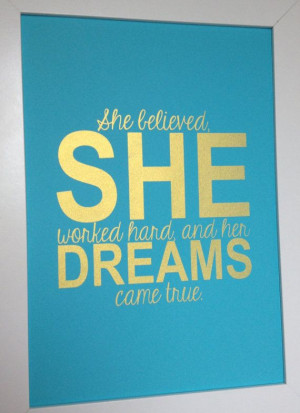 Gold Inspirational quote print She believed she by MiraDoson, $16.00