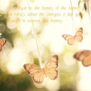 We delight in the beauty of the butterfly,but rarely admit the changes ...