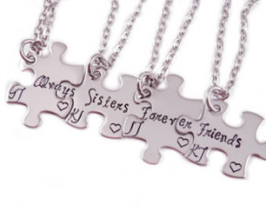 Personalized Always Sisters Forever Friends Puzzle Piece Necklace Set ...