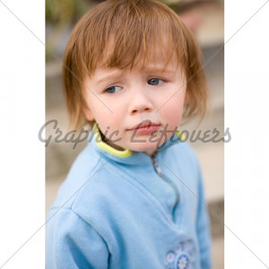 Portrait Of Toddler Baby Girl With Funny Facial...