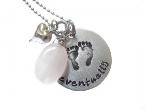 Infertility Jewelry Hand Stamped Necklace Eventually with Baby Feet ...