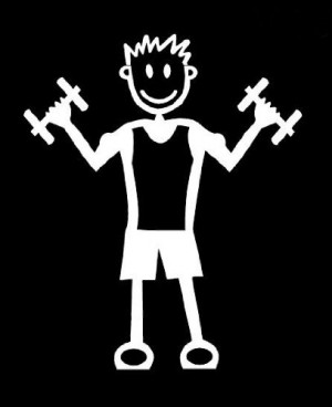 ... Stick Figure Family Car Window Vinyl Sticker Male Weight Lifting M23