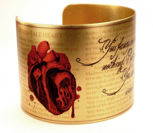Edgar Allan Poe Tell-Tale Heart Quote Bracelet with Anatomical Heart ...