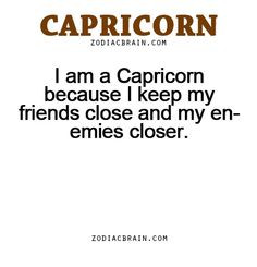 ... am a Capricorn because I keep my friends close and my enemies closer