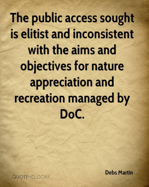 ... and objectives for nature appreciation and recreation managed by DoC