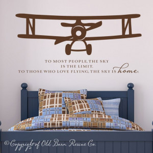 New Large Airplane Vinyl Wall Decal with flying quote. $70.00, via ...