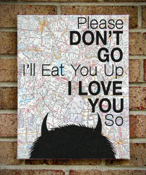 Where the Wild Things Are - Vintage Map Quote on Canvas Art ...