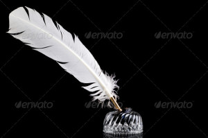White Feather Quill Pen And