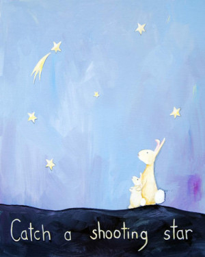 Catch a Shooting Star - Baby Nursery Quote Art - Bunny Wall Decor for ...