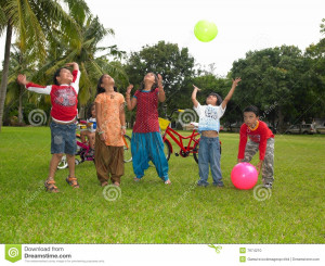 Three Kids Playing The Park