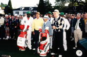 Honorary Starters Sam Snead Gene Sarazen and Byron Nelson stand with