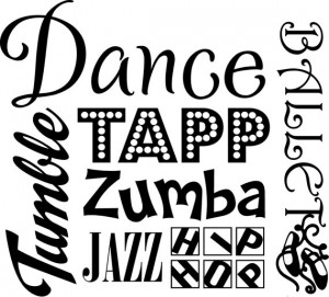 Dance Tapp Zumba Tumble Jass Hip Hop Ballet Vinyl Wall Lettering Words ...