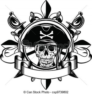 Vector Illustration of skull and steering wheel - The vector image ...