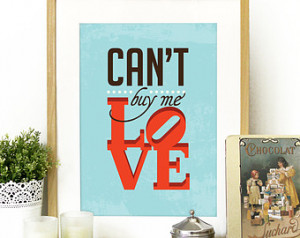 ... can t buy me love music poster print typography seafoam blue can t buy