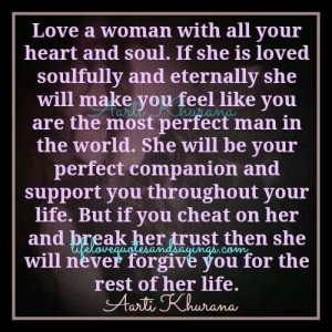 Love your woman, and be faithful