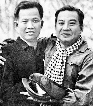 Dubious allies ... Sihanouk with the Khmer Rouge leader Khieu Samphan ...