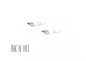 Temporary Tattoo 2pcs Small paper airplane by InknArt