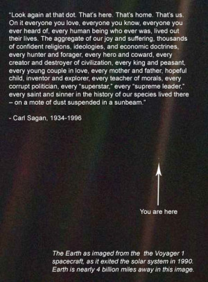 Look again at that dot. That's here. That's home. That's us... (Carl ...