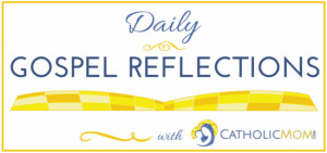 Catholic Mom Daily Gospel Reflections Logo with gold outline