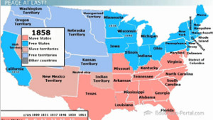 Map of Slave and Free States in 1850