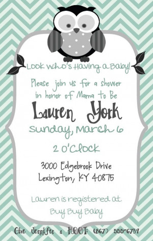 Owl Baby Shower Invitation for Boy or Girl by PumpkinSeedPaperie, $12 ...