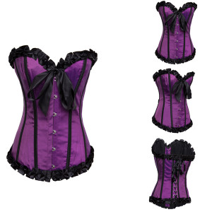 Black Purple Red Bow Plus Size Waist Training Corsets And Bustiers