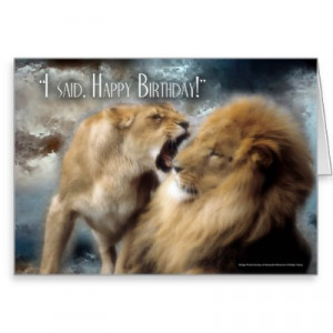 Happy Couples on Happy Birthday Card Funny Lion And Lioness Couple