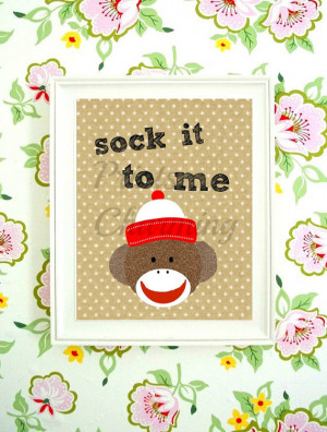 Sock it to Me Sock Monkey Nursery Boy Red and Brown White Polka Dot ...