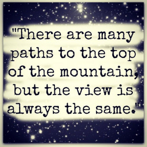 There are many paths to the top of the mountain, but the view is ...