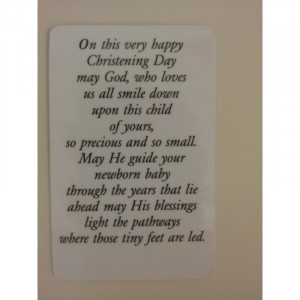Baby Boy's Christening Card with Laminated Prayer Card