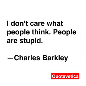 don't care what people think. People are stupid. -- Charles Barkley