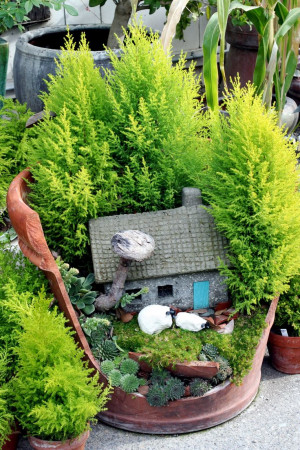 ... Gardens, Fairies Gardens, Fairies House, Plants, Clay Pots, Miniatures