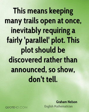 ... plot should be discovered rather than announced, so show, don't tell