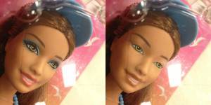 The brunette Barbie looks a lot younger without makeup.