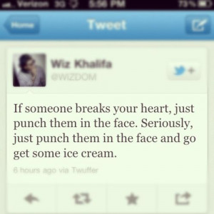 If someone breaks your heart, just punch them in the face. Seriously ...