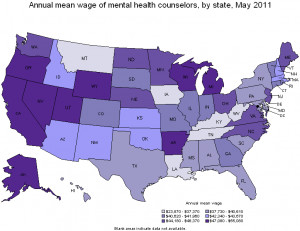 Mental Health Counselor Top paying states for this