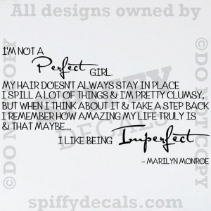 Not A Perfect Girl Marilyn Monroe vinyl wall quote