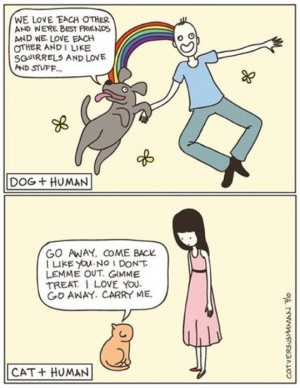 dogs vs cats cartoon...cats pretend they have borderline :)