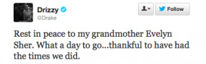 Sad News :: Drake’s Grandmother Passes Away On Thanksgiving