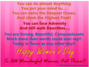 Happy Women's Day : Women can do Anything...