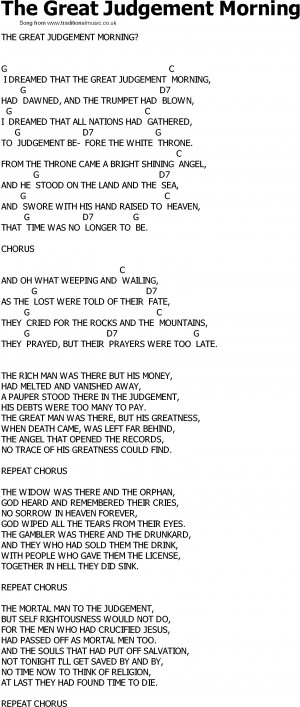Old Country song lyrics with chords - The Great Judgement Morning