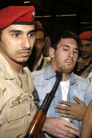 Barcelona superstar Lionel Messi arrives in Saudi Arabia for a ...