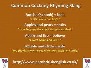 Learn British English: Cockney Rhyming Slang visual