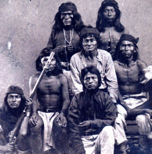 The photo is circa 1880 - 1883. They are White Mountain Apache Scouts ...