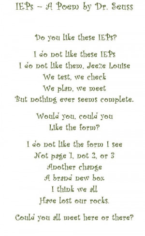 An IEP Dr. Seuss Poem - for my friends who have to cope with these ...