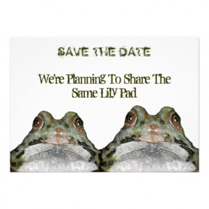 Two Cute Frogs: Save The Date: Wedding: Art Personalized Invite