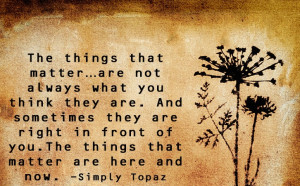 Things don’t matter