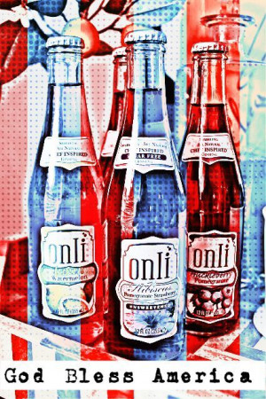 red white and blue. bottles of all natural sparkling onli beverages ...